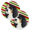 212 Main Cavalier Spaniel Candy Cane Holiday Christmas Set of 2 Cup Holder Car Coaster view 1