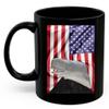 American Themed Design With Beluga Whale Coffee Mug Black Ceramic 11oz Wild Animal Lover Gifts view 2