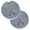 212 Main Grey Ribbon for Brain Cancer Awareness Set of 2 Cup Holder Car Coaster view 1