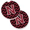 212 Main Letter N Chevron Garnet & Black Set of 2 Cup Holder Car Coaster view 1