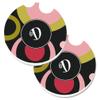 212 Main Letter D Monogram Retro in Black Set of 2 Cup Holder Car Coaster view 1