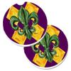 212 Main Mardi Gras Fleur De Lis Purple Green & Gold Set of 2 Cup Holder Car Coaster view 1