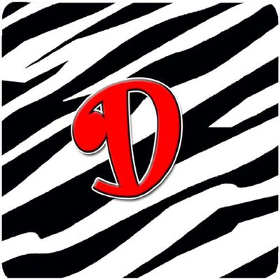 212 Main Monogram - Zebra Red Foam Coasters, Initial Letter D - Set 4, 3.5 x 3.5 in.