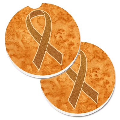 212 Main Orange Ribbon for Leukemia Awareness Set of 2 Cup Holder Car Coaster