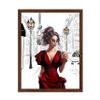 Poster Master Lady in Red Print - Fashion Poster - Paris Designer Art - Modern Wall Design - Chic Gift for Women & Fashionista - Glam Decor for Bedroom or Girl's Room - 8x10 Brown Framed view 1