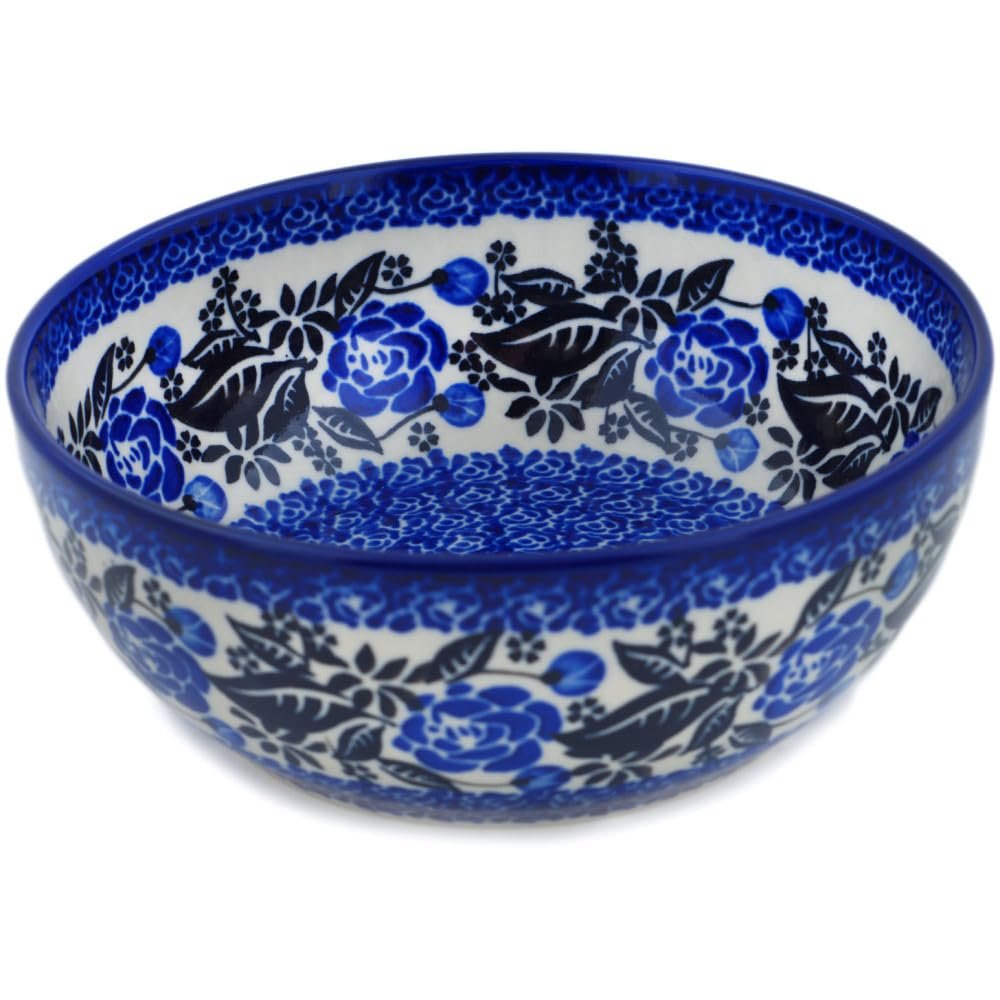 Ceramika Bona Polmedia Polish Pottery Bowl 7-inch - Midnights Pattern Handmade in Boleslawiec Poland Certificate of Authenticity