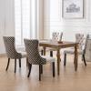 ODUSE-DAILY Velvet Dining Chairs Set of 4, Kitchen & Dining Room Chairs, Nailheads Tufted Chair, Sillas De Comedor, Two-Tone Fabric Upholstered, Wood Legs (Beige & Patterned, 4 Pcs) view 2