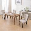 ODUSE-DAILY Velvet Dining Chairs Set of 4, Kitchen & Dining Room Chairs, Nailheads Tufted Chair, Sillas De Comedor, Two-Tone Fabric Upholstered, Wood Legs (Beige & Patterned, 4 Pcs) view 4