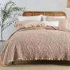 HORIMOTE HOME Pinkish Grey Ruffled Quilt Twin Size, Stone-Washed Microfiber Lightweight Crinkled Farmhouse Rustic Shabby Chic Bedding Set, 2 Pieces Reversible Bedspread with Pillow Sham for All Season view 1