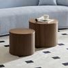 LyuHome Round Coffee Table Set of 2 for Living Room, Wood Small Nesting Tables with Storage, Circle Side Table, Modern Accent End Table with Moveable Lid for Bedroom,Walnut view 3