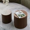 LyuHome Round Coffee Table Set of 2 for Living Room, Wood Small Nesting Tables with Storage, Circle Side Table, Modern Accent End Table with Moveable Lid for Bedroom,Walnut view 4