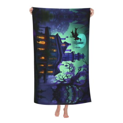 WURTON Black Haunted Mansions Print Beach Towel Pool Towels for Essentials Gifts,Bath Towels for Wedding for Adults,Kids