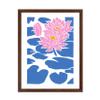Poster Master Lotus Blossom Poster - Retro Floral Print - Pink Bloom Art - Modern Design - Chic Boho Decor - Groovy Abstract Print - Trendy Design - Aesthetic Living Room Decor - 16x20 Brown Framed view 1