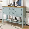 Acosure Storage Vintage Console Table with Four Small Drawers and Bottom Shelf,Cabinet W/Round Metal Knobs,for Living Rooms,Entrances,Kitchens,Easy to Assemble,Lime White view 4
