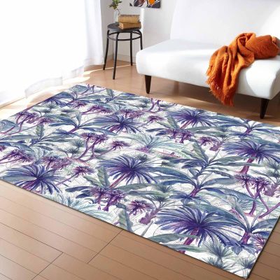 Blue Palm Leaves Area Rug 3'x5' for Living Room, Kids Teen Girls Boys Bedroom, Outdoor Indoor Washable Carpet Runner Area+Rug for Kitchen, Hallway, Entryway Summer Beach Tropical Tree Plant