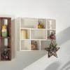 SOFE Small White Shadow Box with Shelves, Wall Shelving Unit 9-Compartments, Freestanding or Wall Mounted Curio Cabinet, Knick Knack Display Shelf, Wood Floating Cube Shelves for Walls, Collectibles view 1