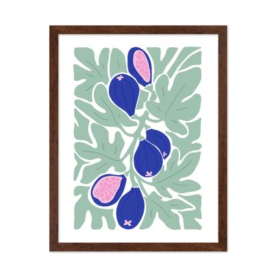 Poster Master Fig Fruit Poster - Retro Abstract Print - Botanical Art - Modern Design - Chic Boho Decor - Trendy Print - Groovy Fruit Design - Aesthetic Office or Kitchen Decor - 16x20 Brown Framed