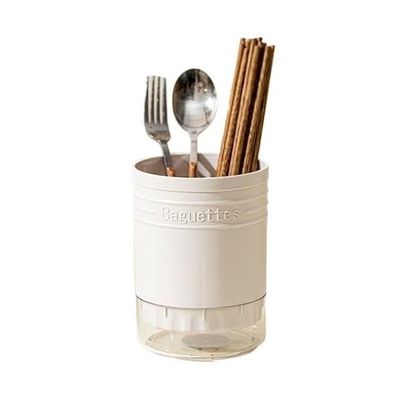 GLigeT Utensil Caddy Utensil Holder, Plastic Kitchen Utensil Organizer for Countertop, Round Household Spoon Chopsticks Fork Drain Rack Cutlery Caddy, 3 Colors Utensil Holder (Color : White)