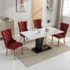 ODUSE-DAILY Burgundy Velvet Dining Chairs Set of 4, Kitchen & Dining Room Chairs, Nailheads Tufted Chair, Sillas De Comedor, Fabric Upholstered, Golden Metal Legs (Wine Red, 4 Pcs) view 4
