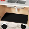 MIFADFAO Under Sink Mat for Kitchen Silicone Waterproof Under Sink Liner, Flexible Sink Cabinet Organizer Tray with Drain Hole, Hold up to 3.3 Gallons Liquid, Easy to Clean (Black, 28X19) view 1