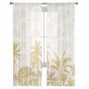 AMZRicher Orange Palm Tree Sheer Curtains 84 Inch Length 2 Panels Set, Semi Transparent Voile Rod Pocket Curtains for Living Dining Room Bedroom Drapes Tropical Exotic White Banana Leaf Forest view 1