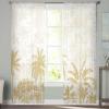AMZRicher Orange Palm Tree Sheer Curtains 84 Inch Length 2 Panels Set, Semi Transparent Voile Rod Pocket Curtains for Living Dining Room Bedroom Drapes Tropical Exotic White Banana Leaf Forest view 2