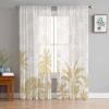 AMZRicher Orange Palm Tree Sheer Curtains 84 Inch Length 2 Panels Set, Semi Transparent Voile Rod Pocket Curtains for Living Dining Room Bedroom Drapes Tropical Exotic White Banana Leaf Forest view 3