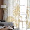 AMZRicher Orange Palm Tree Sheer Curtains 84 Inch Length 2 Panels Set, Semi Transparent Voile Rod Pocket Curtains for Living Dining Room Bedroom Drapes Tropical Exotic White Banana Leaf Forest view 4