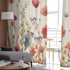 AMZRicher Floral Red Sheer Curtains 108 Inch Length 2 Panels Set, Semi Transparent Voile Rod Pocket Curtains for Living Dining Room Bedroom Drapes Vintage Botanical Spring Summer Garden Herbs view 4