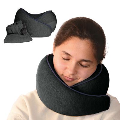 ETONVILLE Memory Foam Travel Pillow | Provides Real Support to Head, Neck and Chin | Best Firm Airplane Pillow for Long Flights