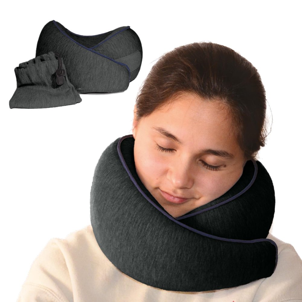 ETONVILLE Memory Foam Travel Pillow | Provides Real Support to Head, Neck and Chin | Best Firm Airplane Pillow for Long Flights