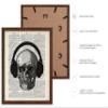 Poster Master Skull with Headphone Print - Dictionary Poster - Music Art - Gift for Men, Women, Musician - Gothic Wall Decor for Bedroom, Living Room, Office - 16x20 Brown Framed view 2