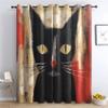 Abstract Kitten Curtains, Black Cat Blackout Curtains for Bedroom, Thermal Insulated Room Darkening Grommet Drapes for Living Room, Window Treatments, 108 Inch Curtains 2 Panel Set - K&Q347 view 1