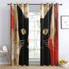 Abstract Kitten Curtains, Black Cat Blackout Curtains for Bedroom, Thermal Insulated Room Darkening Grommet Drapes for Living Room, Window Treatments, 108 Inch Curtains 2 Panel Set - K&Q347 view 2
