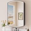 Keonjinn 24 x 36 Medicine Cabinet Mirror, Surface Mount or Recessed Medicine Cabinet with Beveled Mirror, Modern Bathroom Mirror with Storage, Black Metal Framed Wall Mirror Cabinet view 1