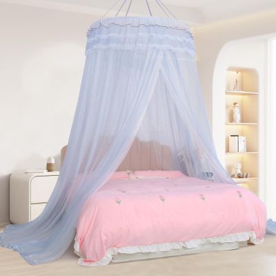 Lanpet Dreamy Princess Bed Canopy for Girls, Double Layer Sheer Mesh Canopy Curtain, Canopies Netting Room Decor Tent Mosquito Net for Kids & Adults Queen King Bed,Pink