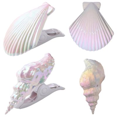 Beach Towel Pegs for Sun Loungers 4Pcs Sea Snail  Beach Chair Towel Clips Windproof Pool Towel Clips Decorative Beach Towel Clips for Lounge Chairs Picnic Camping White
