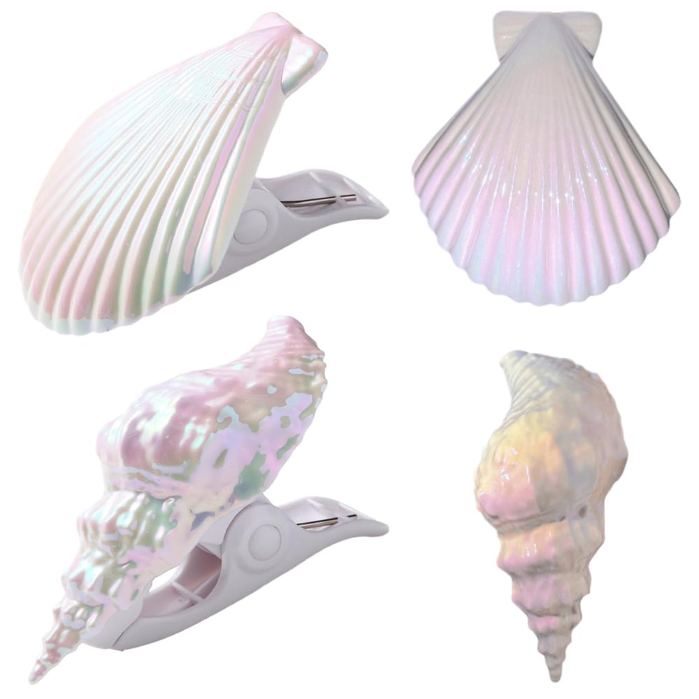 Beach Towel Pegs for Sun Loungers 4Pcs Sea Snail  Beach Chair Towel Clips Windproof Pool Towel Clips Decorative Beach Towel Clips for Lounge Chairs Picnic Camping White