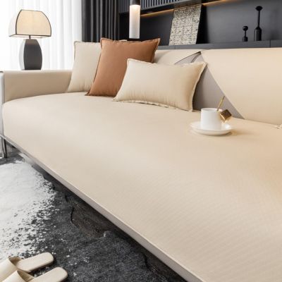 ZCXRYFL Sofa Covers L/U Shaped Corner Non-Slip Sofa Slipcovers 1 2 3 4 Seater Waterproof Couch Cover for Leather/Wooden/Fabric Sofas Cat Dog Anti-Scratch Blanket, Faux Leather(70X180cm,Khaki)