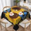 VTCTOASY Square Tablecloth Waterproof Wrinkle Free Table Cloth 54"x54" Decoration Yellow Sunflowers with Blue Butterflies Table Cover Washable Kitchen Tablecloths for Picnic Party Wedding Holiday view 1