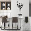 Cadeali Wine Glass Metal Wall Decor, Metal Wine Wall Art, Bar Sign for Wedding, Minimalist Abstract Sculptures, Line Artwork for Farmhouse, Kitchen, Housewarming Gifts(41"x19" | 105x48cm, Black) view 2