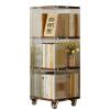 Clear Acrylic & Solid Wood Rotating Bookcase - 360 Rotating Bookshelf, Modern Movable Storage Organizer Holder Book Rack, Spiral Bookshelf, With Wheels, For Bedroom, Room Home And Office ( Color : Wal view 1