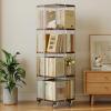Clear Acrylic & Solid Wood Rotating Bookcase - 360 Rotating Bookshelf, Modern Movable Storage Organizer Holder Book Rack, Spiral Bookshelf, With Wheels, For Bedroom, Room Home And Office ( Color : Wal view 2