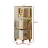 Clear Acrylic & Solid Wood Rotating Bookcase - 360 Rotating Bookshelf, Modern Movable Storage Organizer Holder Book Rack, Spiral Bookshelf, With Wheels, For Bedroom, Room Home And Office ( Color : Wal view 3
