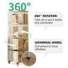 Clear Acrylic & Solid Wood Rotating Bookcase - 360 Rotating Bookshelf, Modern Movable Storage Organizer Holder Book Rack, Spiral Bookshelf, With Wheels, For Bedroom, Room Home And Office ( Color : Wal view 4