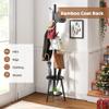 FILWH Freestanding Coat Rack with Umbrella Organizer Tray Bamboo Coat Tree Rack with 8 Hook Stand for Clothes Bag Hats Entryway Hanger Stand(Black) view 2