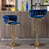 Haplized Velvet Barstool Set of 4, Swivel Bar Stools with Golden Metal Base, Modern Counter Height Barstools for Kitchen, Pub, Cafe, Dining Room (Blue) view 2