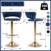 Haplized Velvet Barstool Set of 4, Swivel Bar Stools with Golden Metal Base, Modern Counter Height Barstools for Kitchen, Pub, Cafe, Dining Room (Blue) view 3