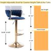 Haplized Velvet Barstool Set of 4, Swivel Bar Stools with Golden Metal Base, Modern Counter Height Barstools for Kitchen, Pub, Cafe, Dining Room (Blue) view 4