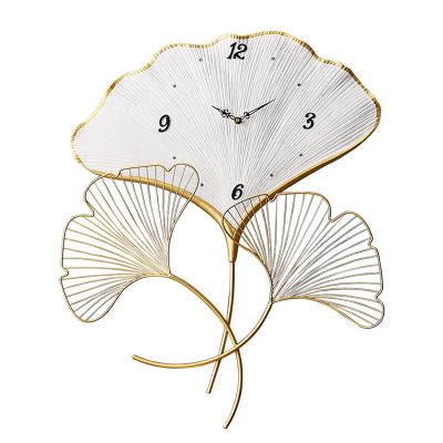 DJXIK Minimalist Wall Clocks for Living Room. Ginkgo Biloba Style 20" Cafe Silent Clock. Decoration Clock for Living Room, Bar, Bedroom